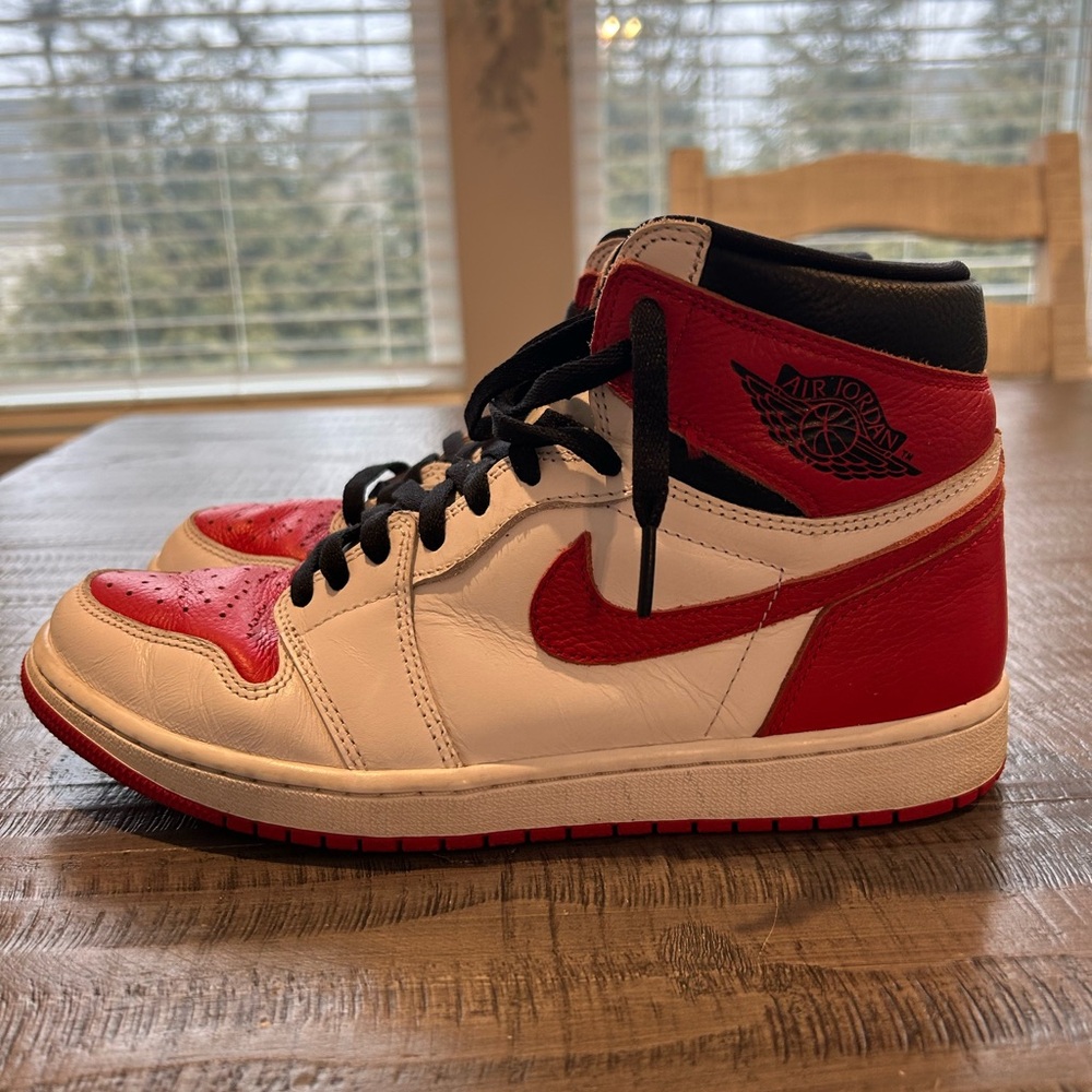 Air Jordan High-Top Sneakers in Red and White